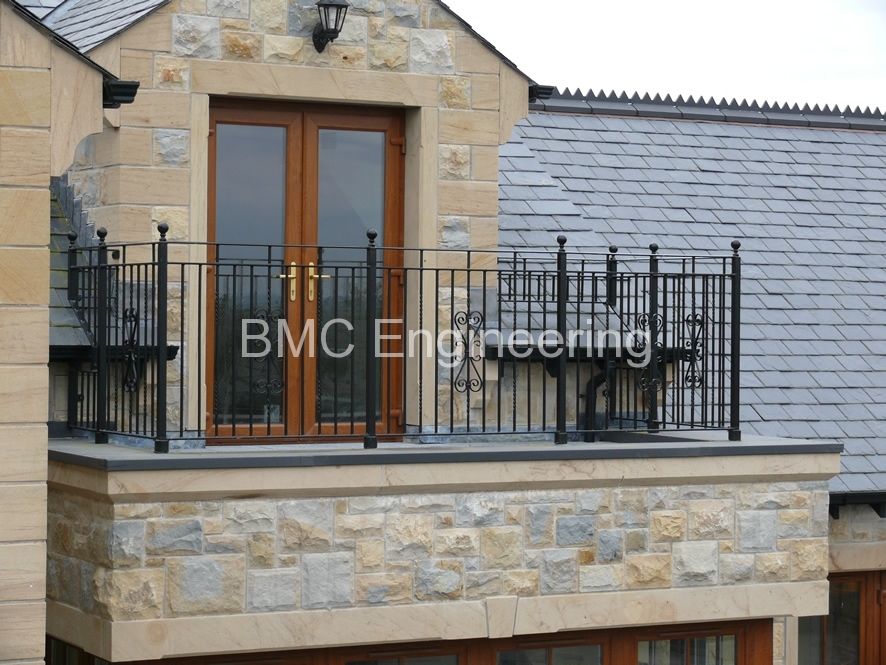 Wrought Iron Roof Terrace Balustrade with Scroll Panels