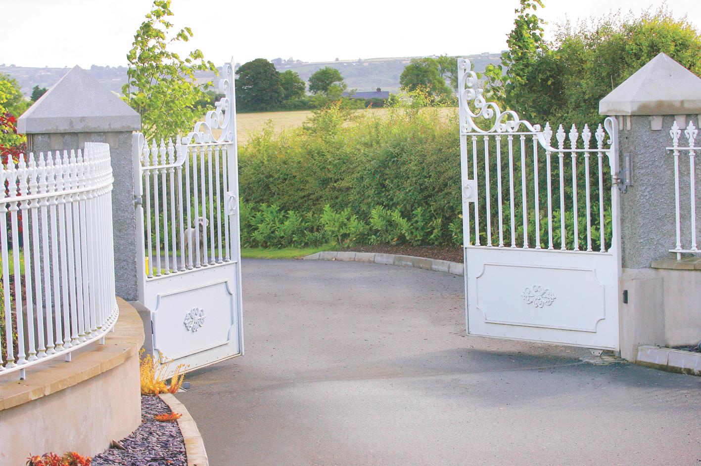 Ornate White Metal Gates