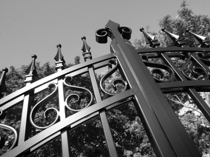 Detailed View of Ornamental Estate Gate Scrollwork