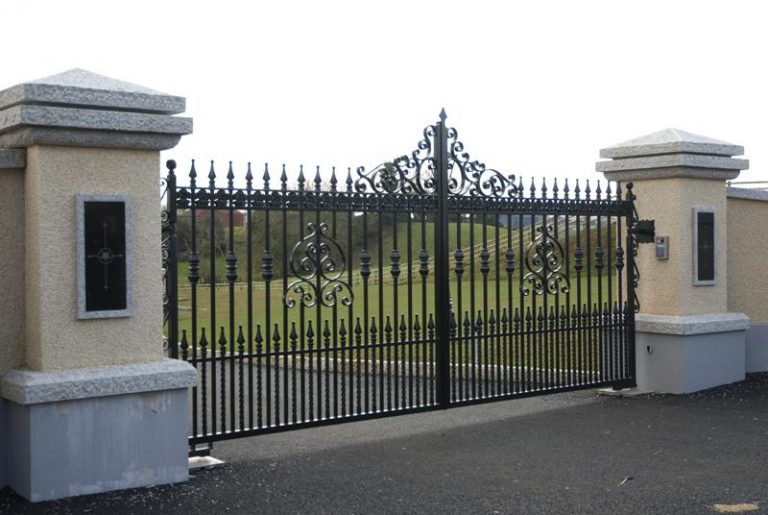 Ornate Wrought Iron Driveway Gates with Decorative Scrollwork