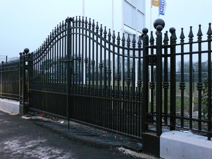 Grand Arched Wrought Iron Estate Gates and Perimeter Railings