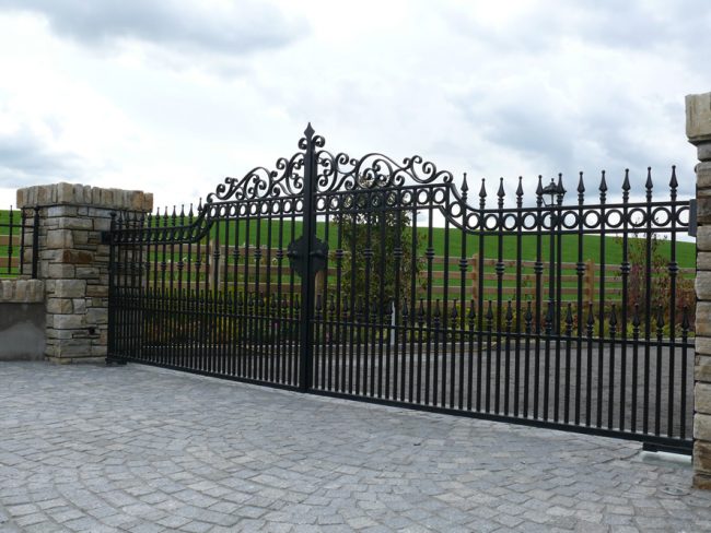 Bespoke Wrought Iron Estate Gates with Ornate Scrollwork