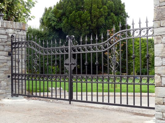 Arched Wrought Iron Estate Gates with Scrollwork