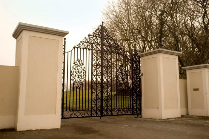 Stately Manor Arched Wrought Iron Gates