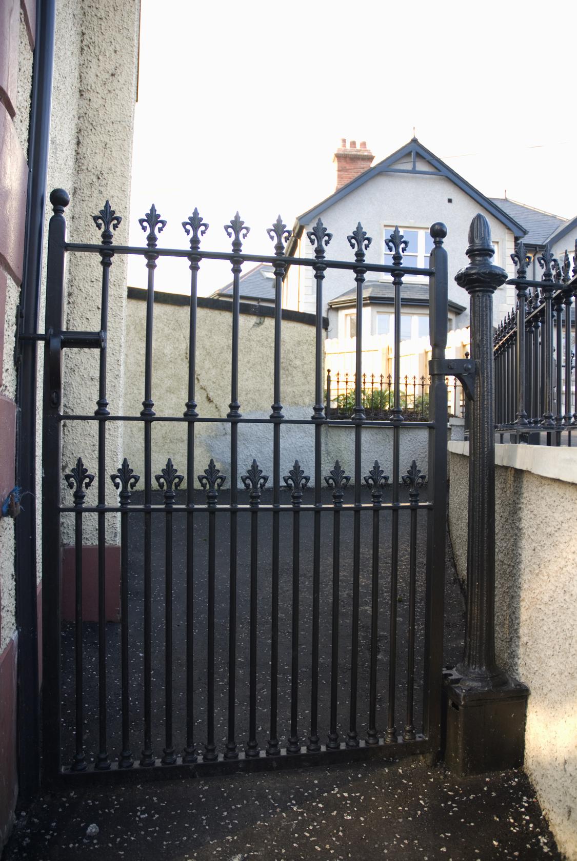 Traditional Fleur-de-Lis Wrought Iron Side Gate