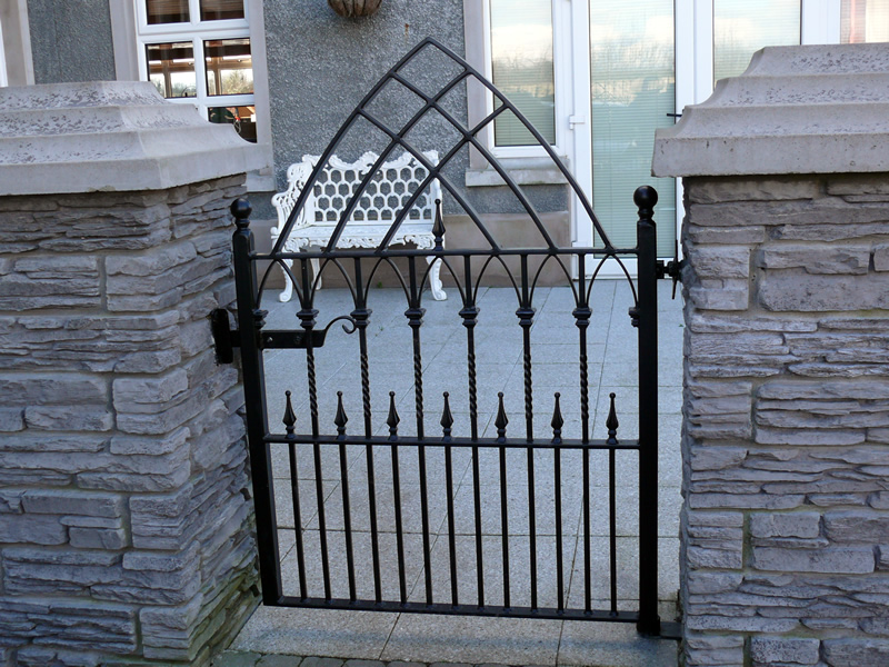 Gothic Arched Wrought Iron Pedestrian Gate