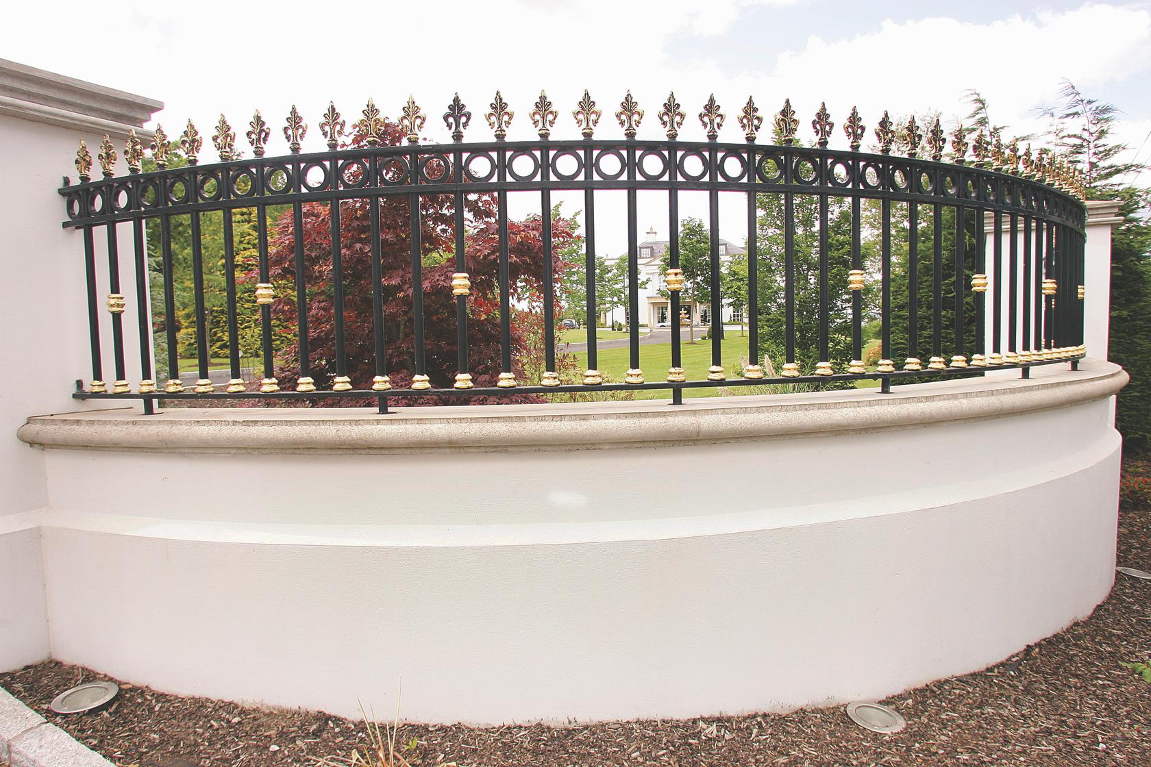 Ornate Curved Wrought Iron Wall Railings