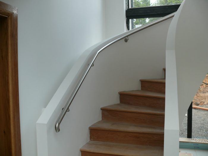 Contemporary Wall-Mounted Stainless Steel Curved Handrail
